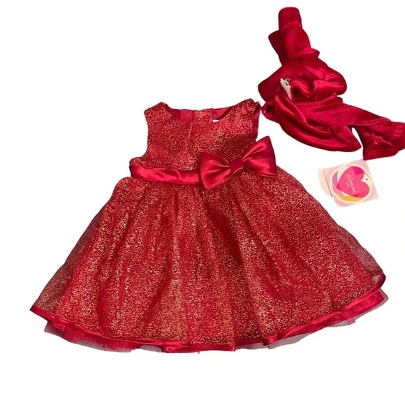 New Youngland Baby Red Glitter Dress & Jacket Set (6-9 Months) - NWT - Picture 4 of 10